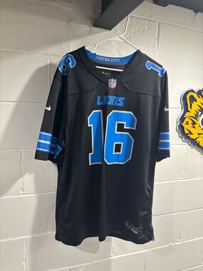 Jared Goff - Nike Black & Blue Detroit Lions #16 Jersey